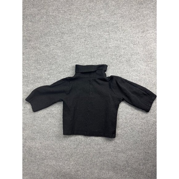 COS Wool Sweater Women's S Black Turtleneck 3/4 Sleeve Knit Cropped Pullover - Picture 6 of 7